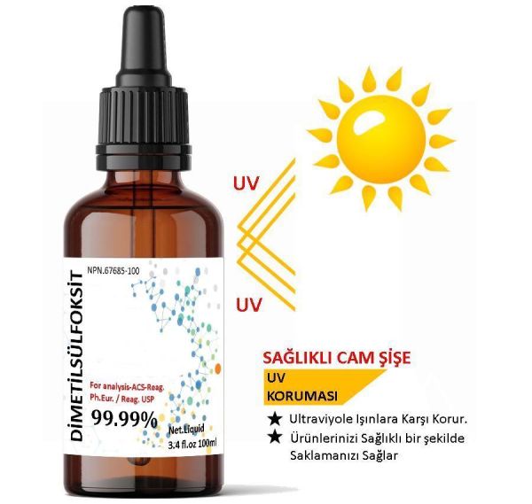 DMSO, Di Metil Sülfoksit 100 ml | Alman Menşei | Cam Şişe