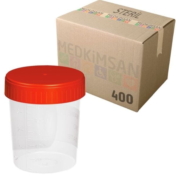 Numune Kabı 100 ml | 400 Adet | Steril Poşetli Numune Saklama Kabı