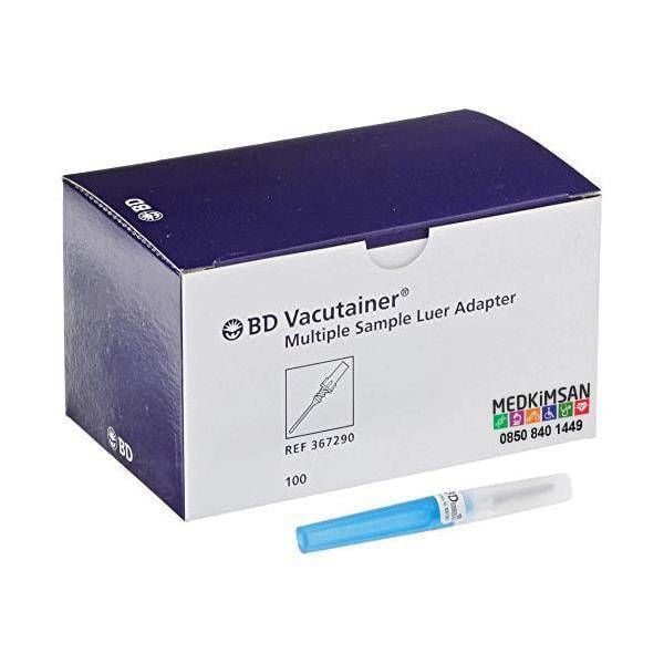 100 Adet Mavi Kan Alma igne Ucu | Luer Adaptör | Bd 367300