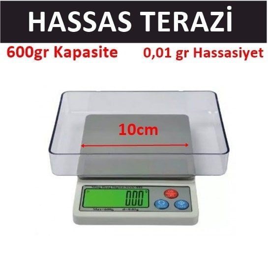Hassas Terazi, 600gr/0.01gr Laboratuvar, Mutfak Terazisi MH-888 Model