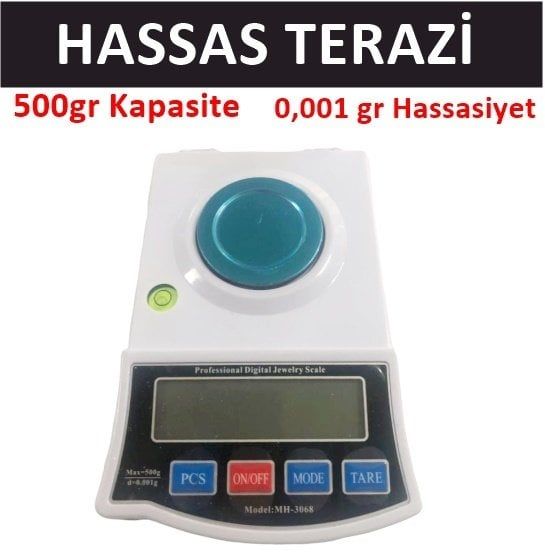 Hassas Terazi, 500gr/0.001gr Laboratuvar, Kuyumcu Terazisi MH-3068 Model