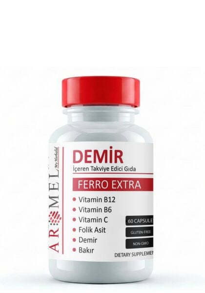 Aromel Demir Kapsül 60 Adet  | Demir, Bakır, Folik Asit içeren Takviye Edici Gıda