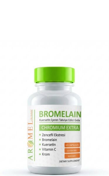 Aromel Bromelain Kapsül 60 Adet  | Bromelain, Krom, Kuersetin içeren Takviye Edici Gıda
