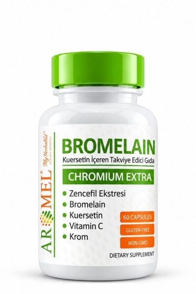 Aromel Bromelain Kapsül 60 Adet  | Bromelain, Krom, Kuersetin içeren Takviye Edici Gıda