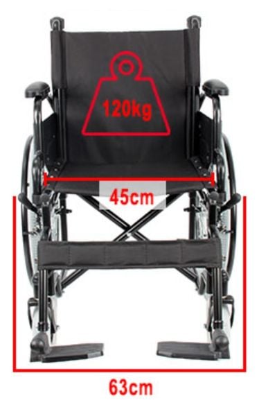 Çok Sağlam Tekerlekli Sandalye | 120 kg Taşır | Kalın Ön Tekerli