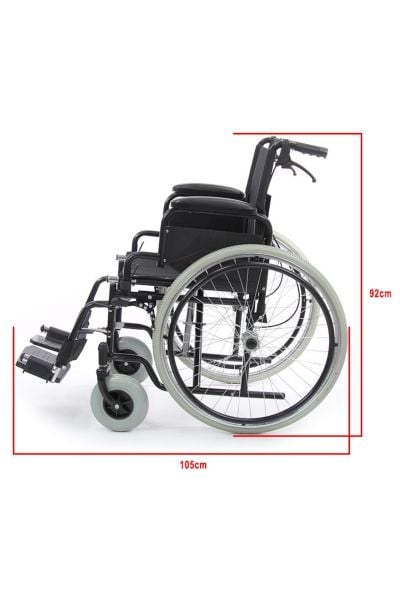 Çok Sağlam Tekerlekli Sandalye | 120 kg Taşır | Kalın Ön Tekerli