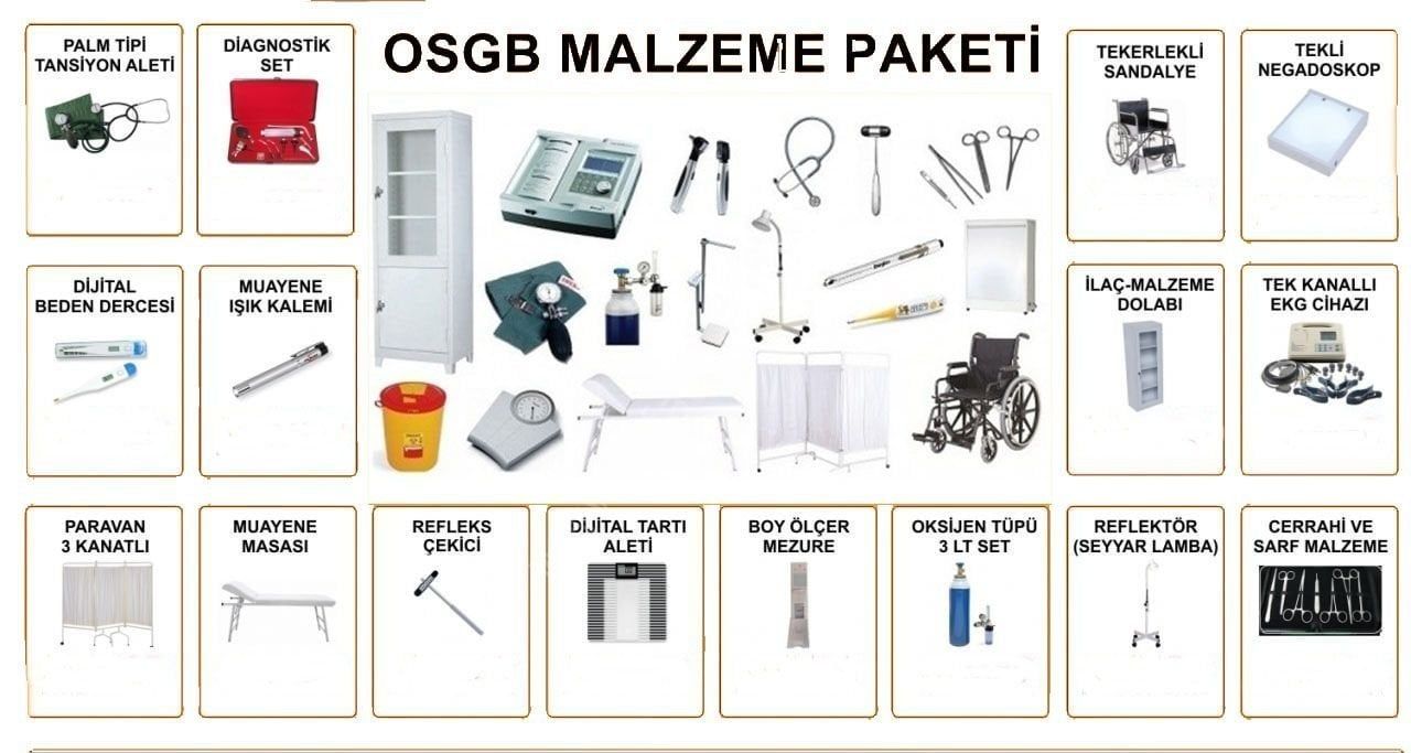 Revir Seti Lüx Pk. | Revir Odası Medikal Malzemeleri Paketi | işyeri Doktor Odası Seti