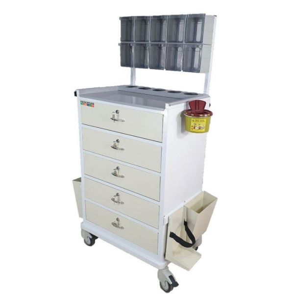 ilaç ve Tedavi Arabası | 5 Çekmeceli | ilaç Kutulu Pansuman Arabası