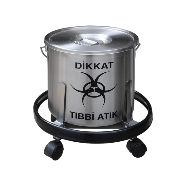 E-329 - PASLANMAZ ÇELİK TIBBİ ATIK KOVASI , PLASTİK TAMPONLU