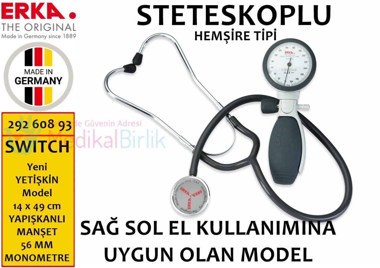 Erka Switch Model HEMŞİRE VE EV TİPİ STETESKOPLU 292 608 93 Tansiyon Aleti