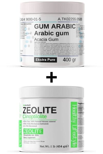 Zeolit 454 gr | GUM Arabic 400 gr | Mikronize Aktif Zeolit , GUM Arabik SET
