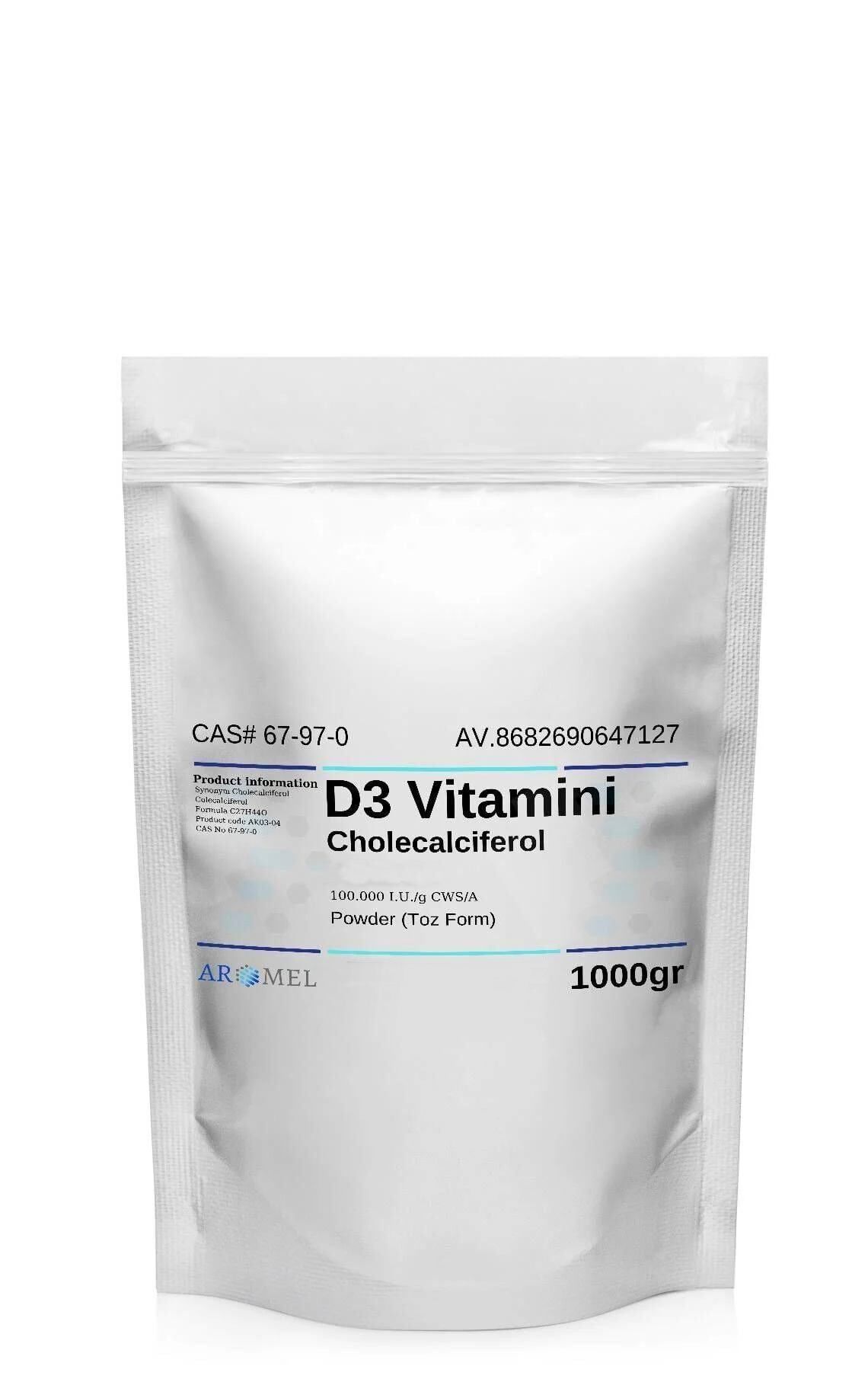 Aromel D Vitamini Kolesalsiferol  | 1 Kg | D3 Vitamini Aktif 7-dehidrokolesterol