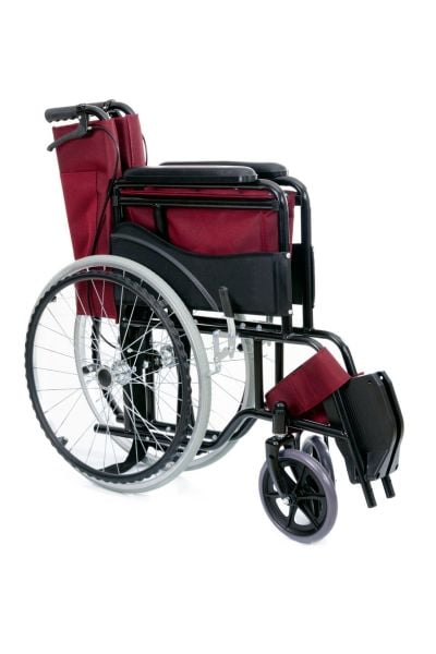 Frenli Tekerlekli Sandalye | Hasta Transfer Sandalyesi | 1.Sınıf Bordo