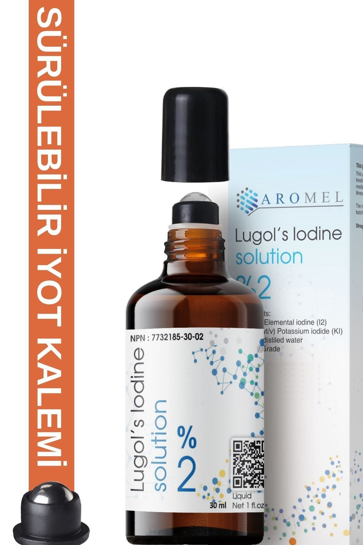 iyot Kafesi Için Lugol %2 Lik | 30 Ml | Sürülebilir Roll-on Başlıklı Cam Şişe | Iyot Kalemi