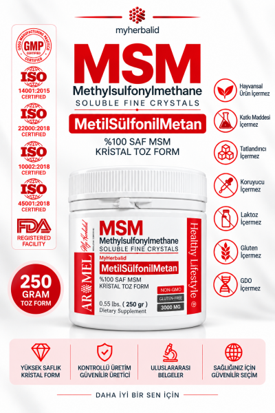Aromel MSM Metil Sülfonil Metan | 250 gr | ‎Methyl sulfonyl methane