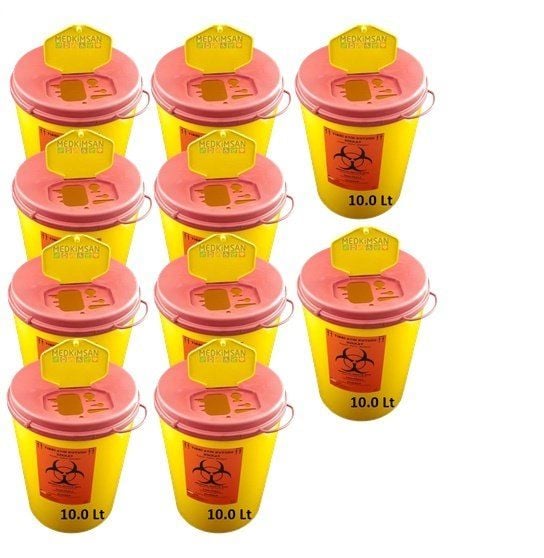 Tıbbi Atık Kovası 10.0 Lt 10 Adet, Tıbbi Atık Kutusu 10.0 Lt 10 Adet