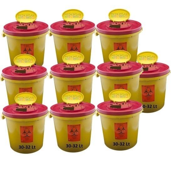 Tıbbi Atık Kovası 30-32 Lt 10 Adet, Tıbbi Atık Kutusu 30-32 Lt 10 Adet