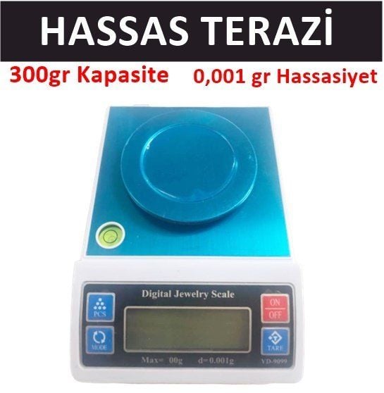 Hassas Terazi, 300gr/0.001gr Laboratuvar, Kuyumcu Terazisi YD-9099 Model