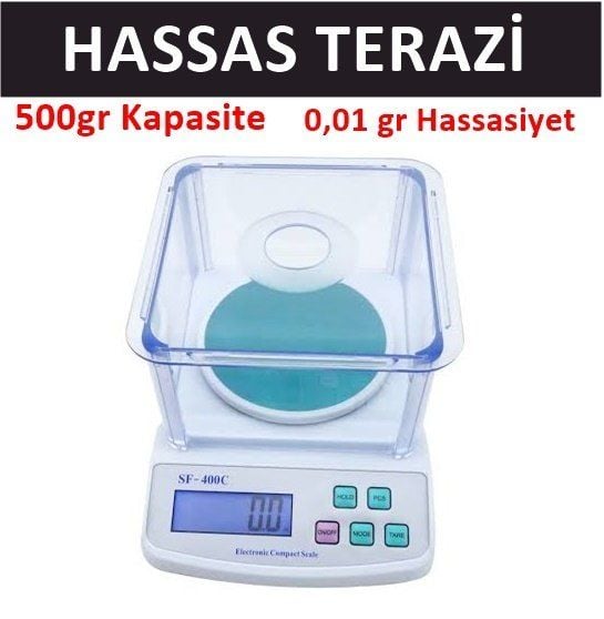 Hassas Terazi, 500gr/0.01gr Laboratuvar, Mutfak Terazisi SF-400C Model