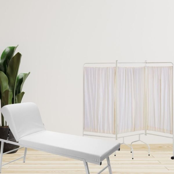 Muayene Masası | İkili Revir Seti | 3 Katlı Paravan