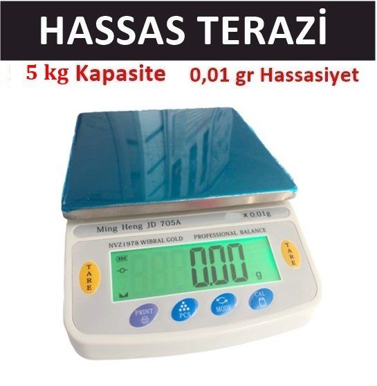 Hassas Terazi, 5kg/0.01gr Laboratuvar  Terazisi Elektronik 705A Model