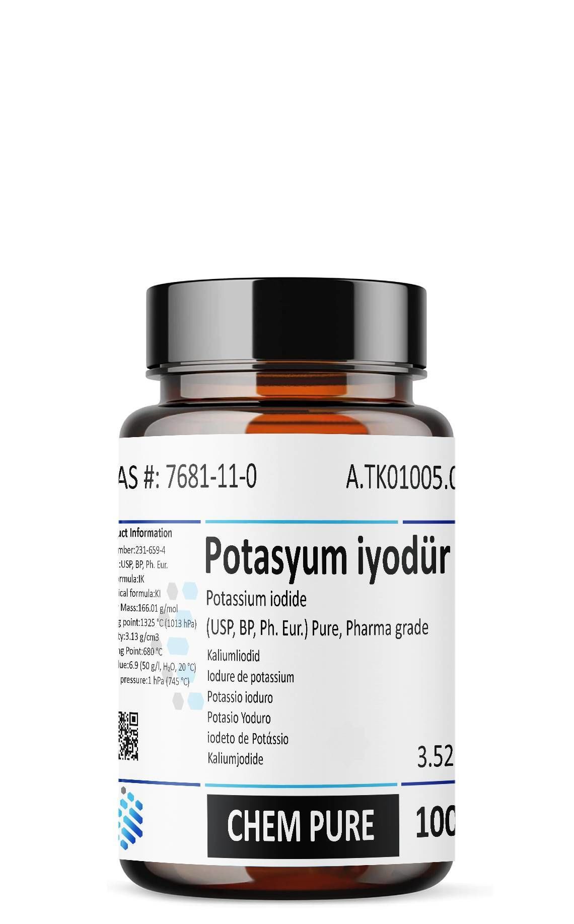 Potasyum iyodür | 100 gr | Pharma Grade | Potassium iodide CAS 7681-11-0