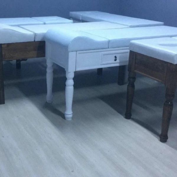 Ahşap Muayene Masası | ÇEKMECELİ + BASAMAKLI | Torna Ayaklı