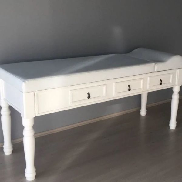 Ahşap Muayene Masası | ÇEKMECELİ | Torna Ayaklı Muayene Sedyesi